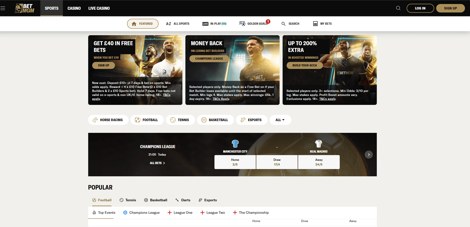 BetMGM website screenshot