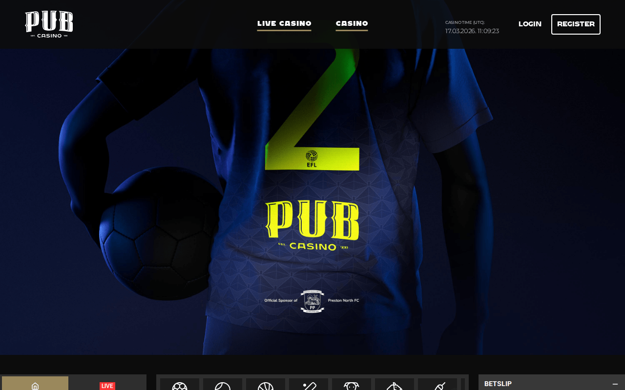 Pub Sports website screenshot