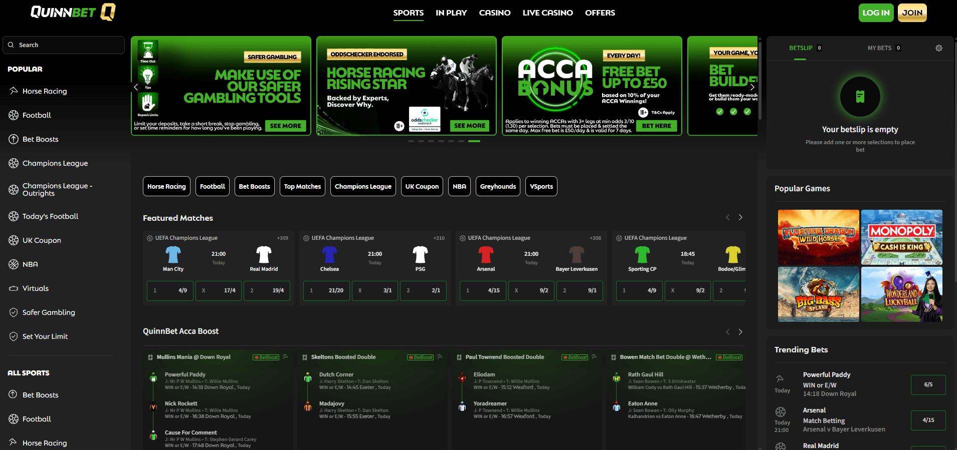 Quinnbet website screenshot