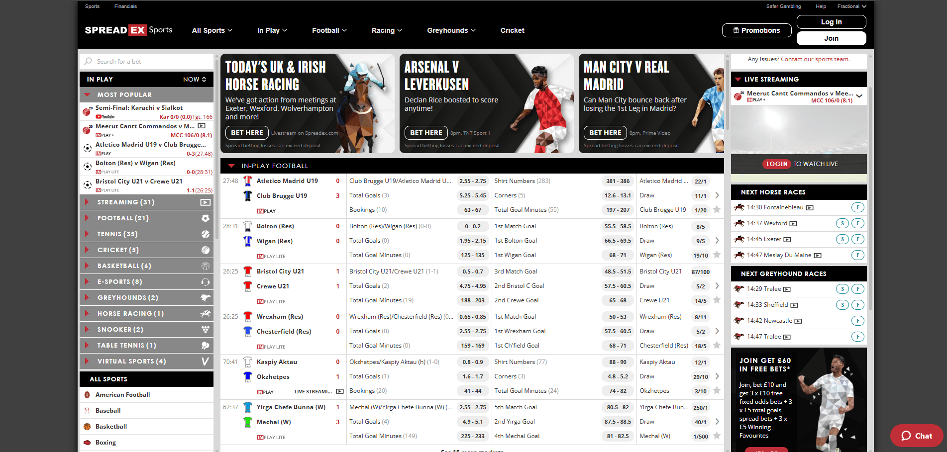 Spreadex website screenshot